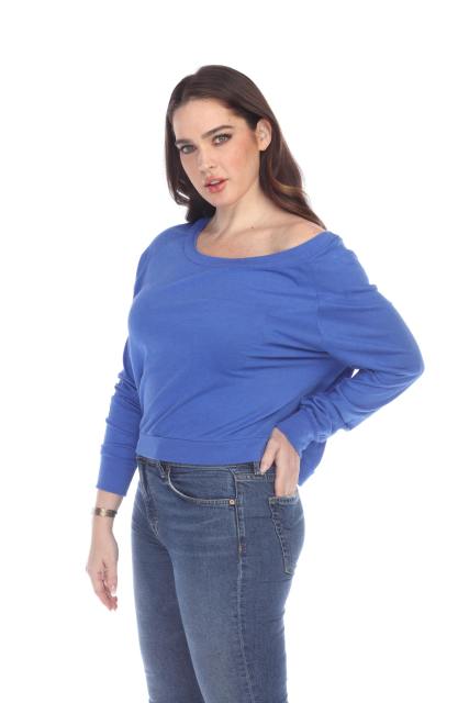 3904 Junior's Bamboo Blend Crop Long Sleeve Pullover