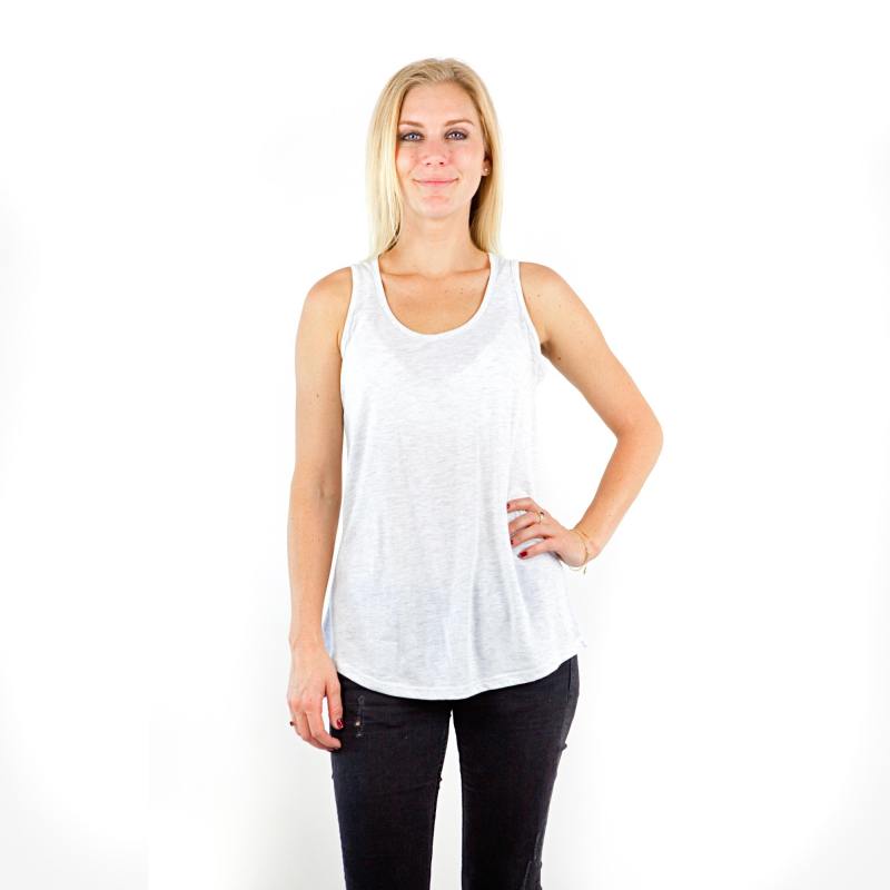7307 Ladies Tri Blend Scoop Curve Hem Tank