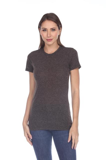 3800 Junior's Short Sleeve Poly Linen Crew Neck Tee
