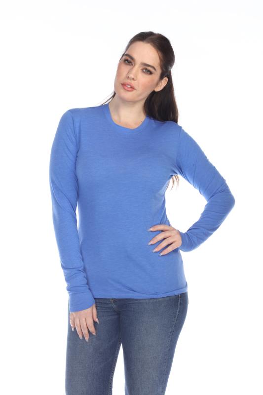 3100 Junior's Long Sleeve CVC Blended Crew Neck Tee