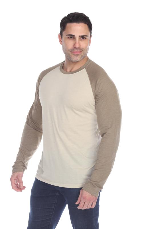 3701 Men's Long Sleeve CVC Blended Crew Neck Raglan