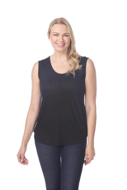 7311 Ladies Poly Viscose Pleated Back Tank Top