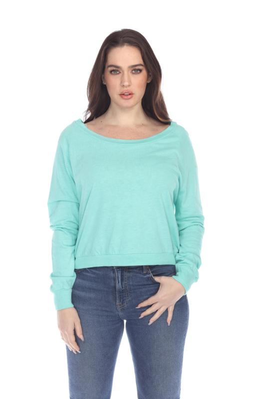 3904 Junior's Bamboo Blend Crop Long Sleeve Pullover