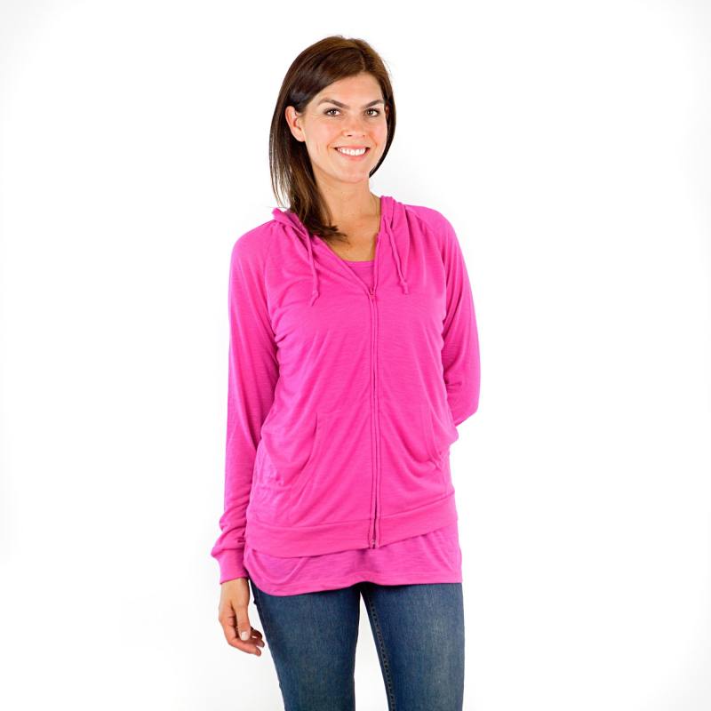 7154 LADIES POLY RAYON SLUB LONG SLEEVE ZIP HOODIE