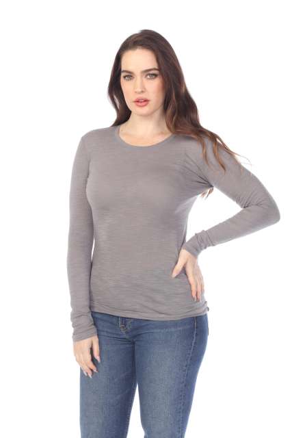 6150 Junior's Long Sleeve Cotton Slub Crewneck Tee
