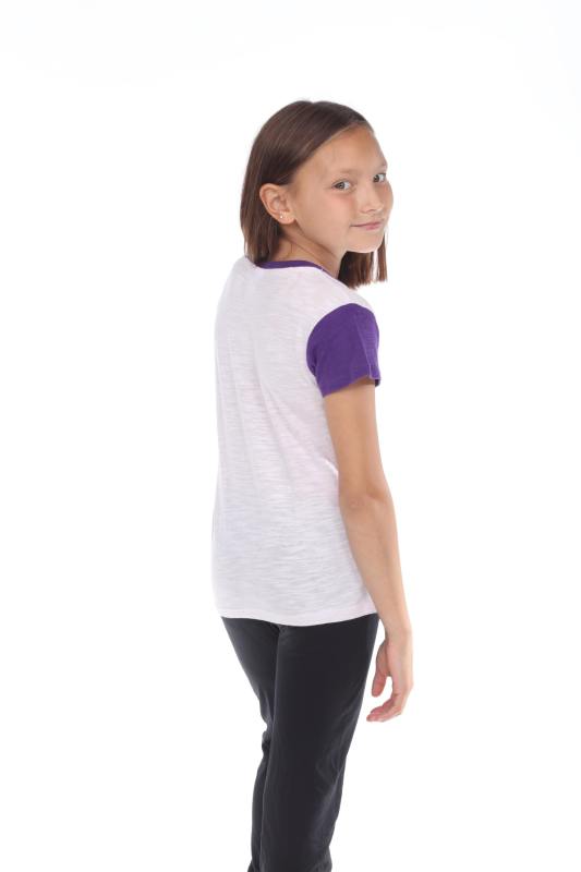 9011 Girl's Contrast Short Sleeve Crewneck Tee