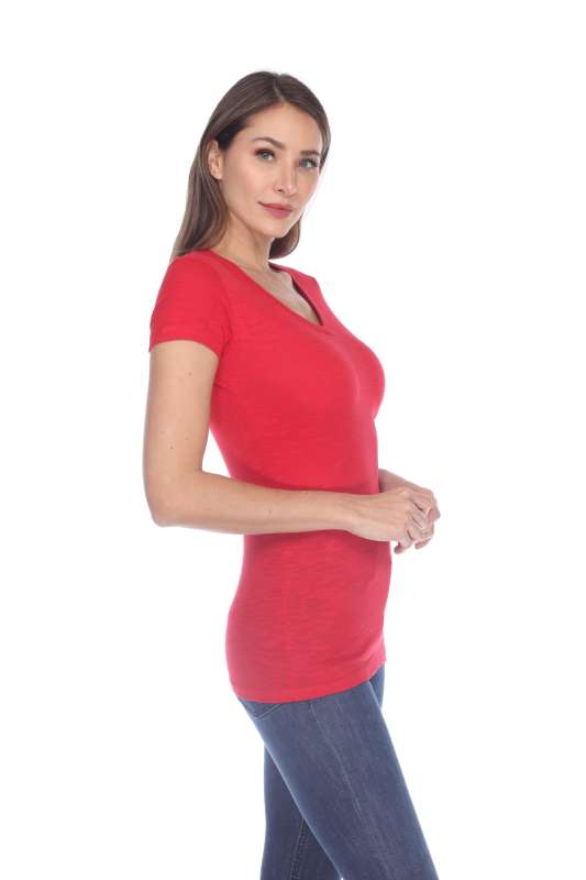 6053 Juniors Cap Sleeve Cotton Slub Tee