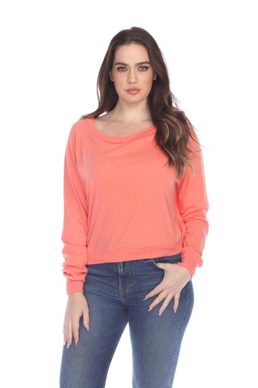 3904 Junior's Bamboo Blend Crop Long Sleeve Pullover