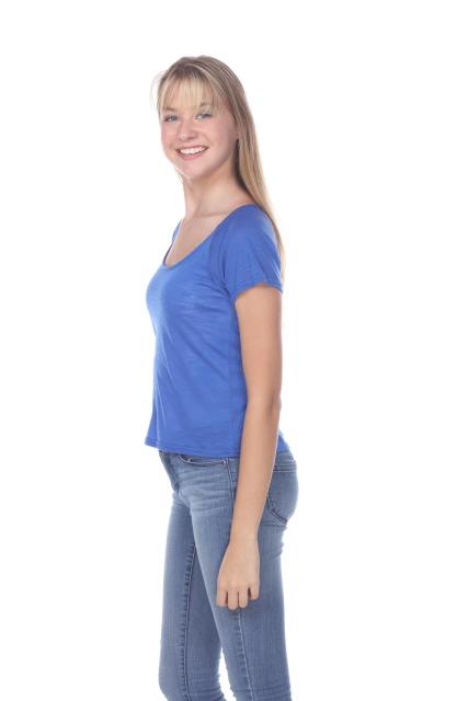 3401 Junior's Poly Rayon Slub Short Sleeve Boxy Tee