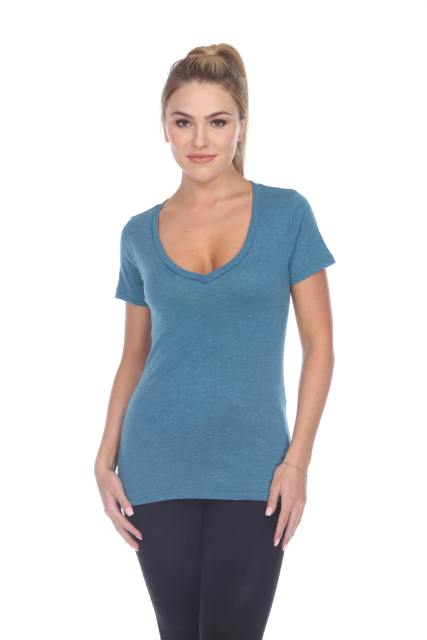 3203 Junior's Tri Blend Short Sleeve Deep V-Neck Tee