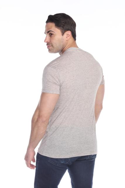 3702 Men's Poly Linen Blend V-Neck Tee