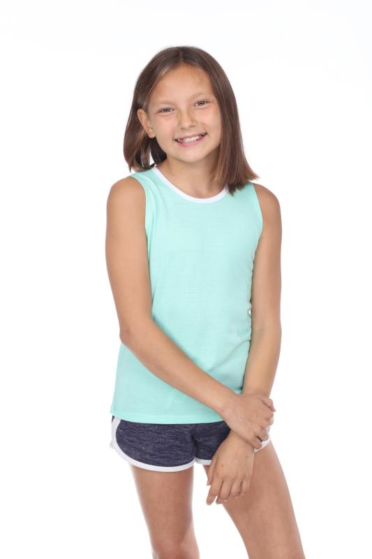 9210 Girls Twist Strap Open Back Tank