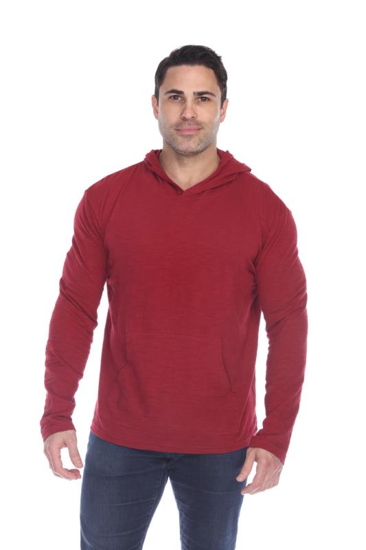 8705 Men's Long Sleeve Hooded Cotton Slub Pullover