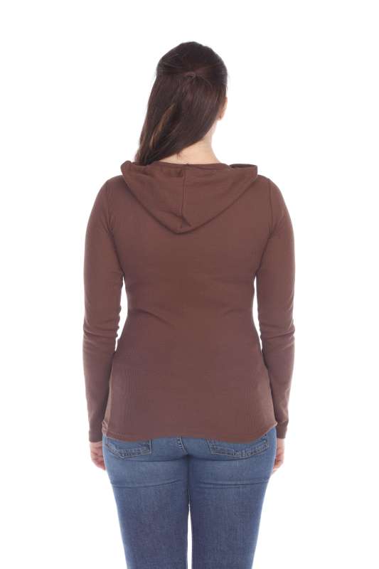 6101 Junior's Long Sleeve Waffle Thermal Hoodie