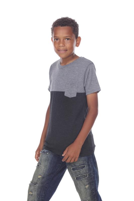 9604 Boy's Color Block Pocket Tee