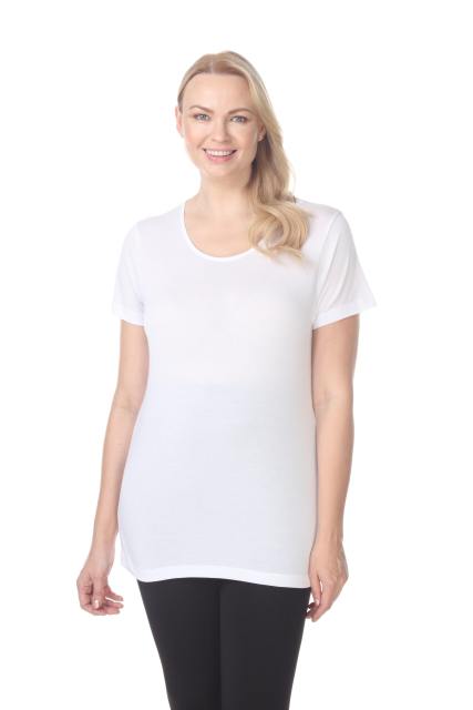 7313 Ladies Modal Blend Casual Open V Back Short Sleeve Tee