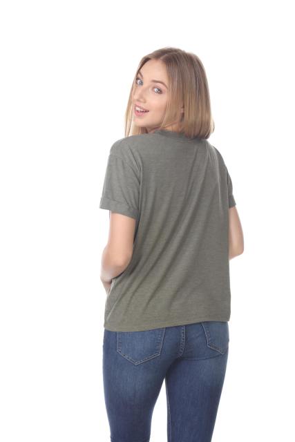 3216 Junior's Rolled Cuff Short Sleeve Boxy Tee
