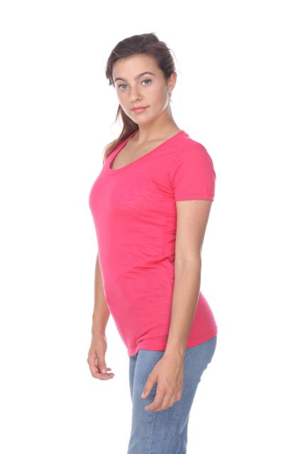 3400 Junior's Poly Rayon Slub Scoop Neck Tee