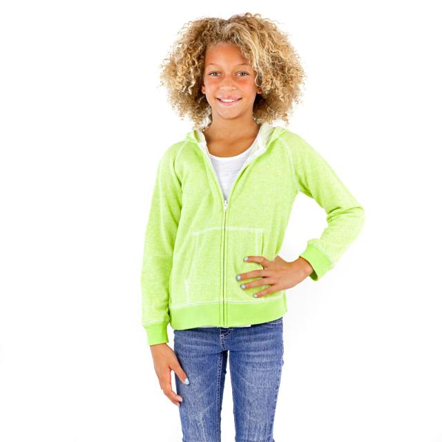8902G Girls French Terry Llong Sleeve Zip Hoodie