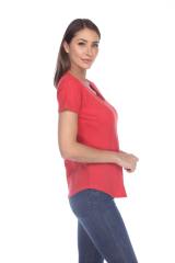 1201 Junior's Cotton Nub Scoop Neck Tee with Curve Hem