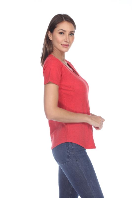 1201 Junior's Cotton Nub Scoop Neck Tee with Curve Hem