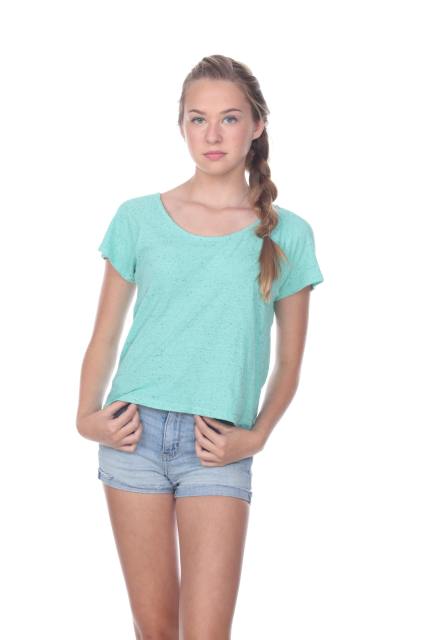 1202 Junior's Cotton Nub Short Sleeve Crop Box Tee