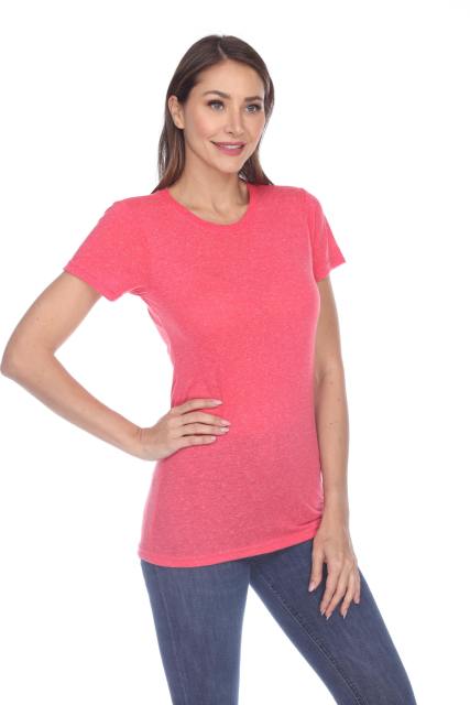 3800 Junior's Short Sleeve Poly Linen Crew Neck Tee