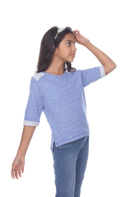 8908 Girls Cuffed 3/4 Sleeve Pullover