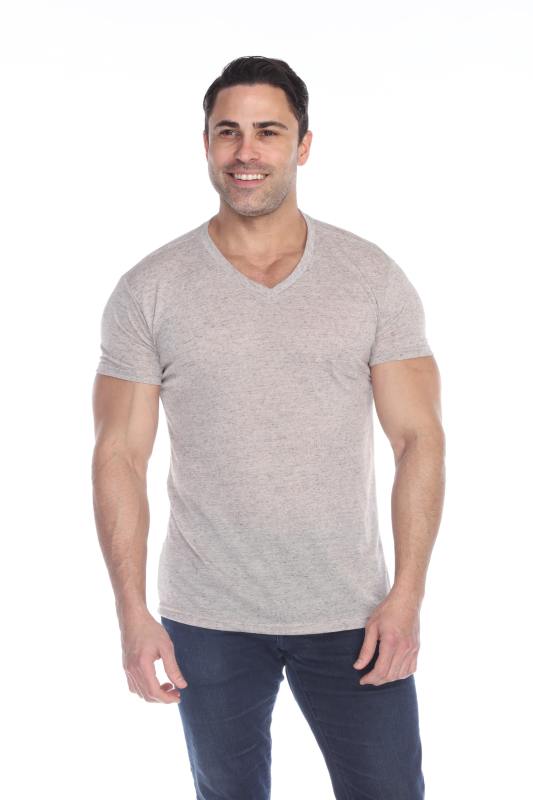3702 Men's Poly Linen Blend V-Neck Tee