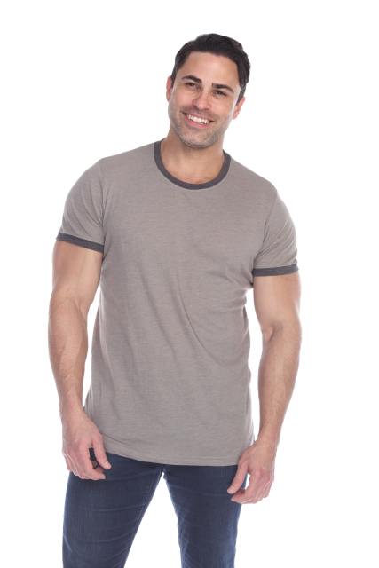 3602 Men's Short Sleeve CVC Blended Crew Neck Ringer Tee