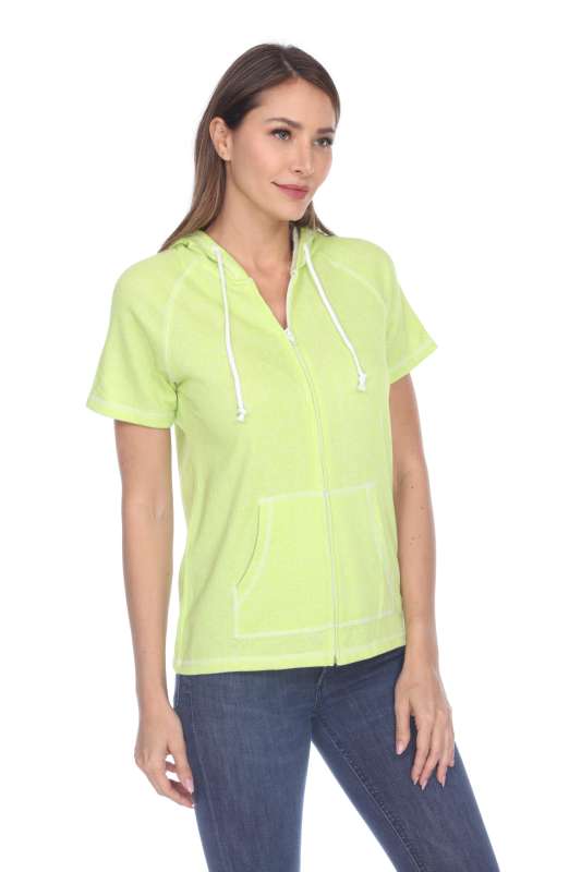 8901 Junior's French Terry Short Sleeve Zip Hoodie
