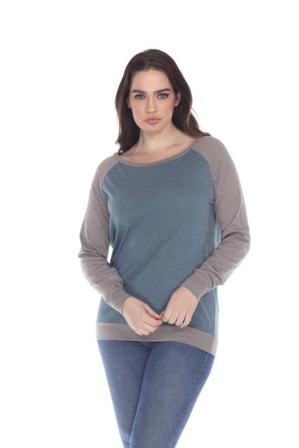 3102 Junior's Cotton Poly Contrast Raglan Long Sleeve Pullover