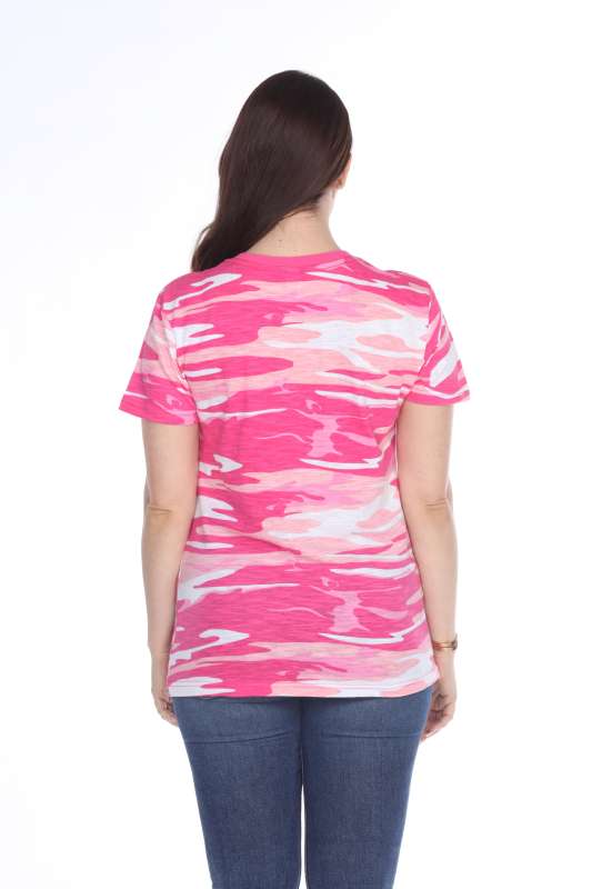 4003C Junior's Camo Print V-Neck Tee