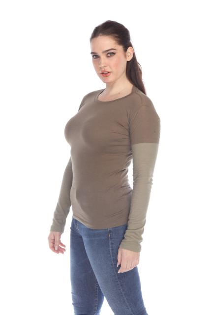4160 Junior's Long Sleeve Jersey/Thermal 2-fer