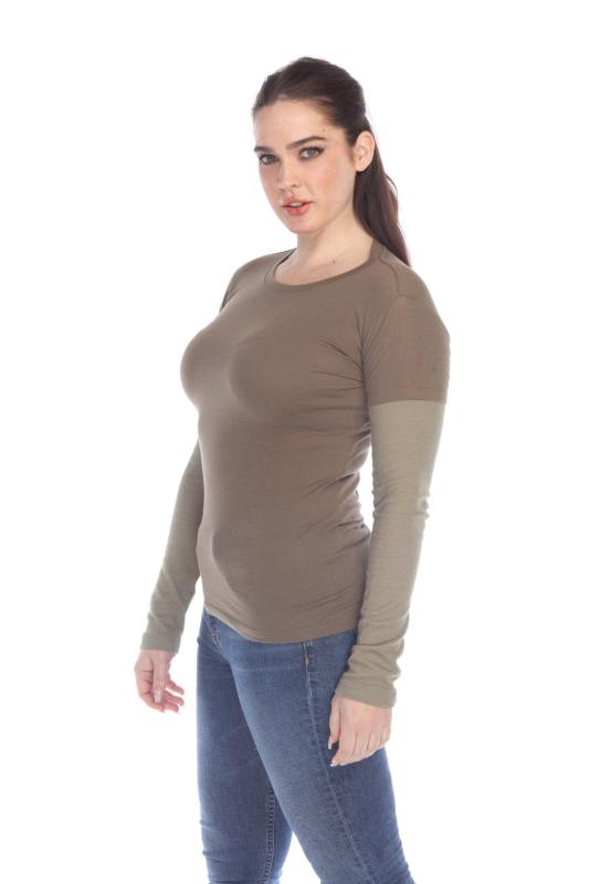 4160 Junior's Long Sleeve Jersey/Thermal 2-fer
