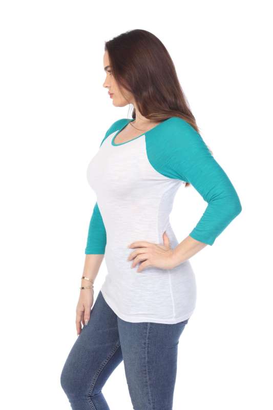 6054 Juniors Boat Neck 3/4 Sleeve Cotton Slub Raglan