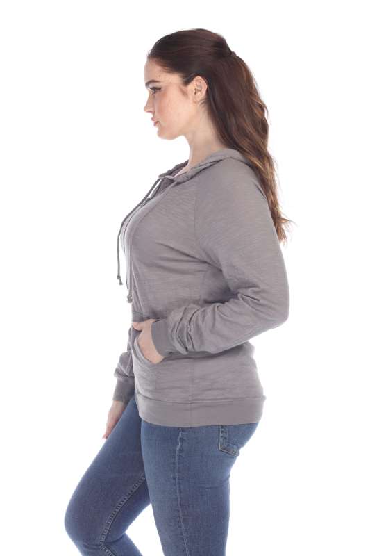 6152 Junior's Long Sleeve Cotton Slub Zip-Up Hoodie