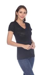 3503 Junior's Burnout V Neck Tee