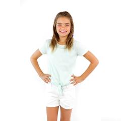 9015 Girl's Tied Short Sleeve Pocket Tee