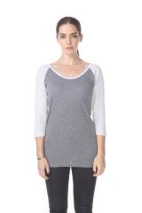 3206 Junior's Tri Blend 3/4 Contrast Sleeve Raglan
