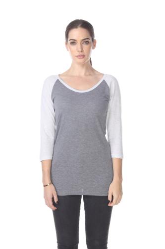 3206 Junior's Tri Blend 3/4 Contrast Sleeve Raglan