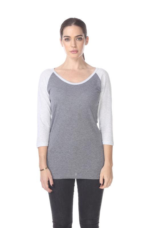 3206 Junior's Tri Blend 3/4 Contrast Sleeve Raglan
