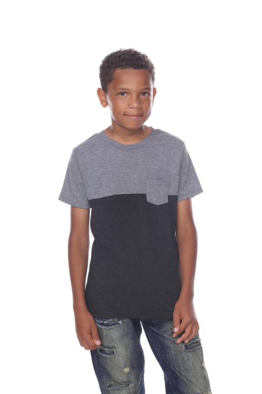 9604 Boy's Color Block Pocket Tee