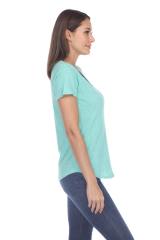 1201 Junior's Cotton Nub Scoop Neck Tee with Curve Hem