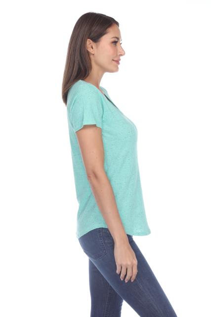 1201 Junior's Cotton Nub Scoop Neck Tee with Curve Hem
