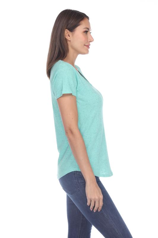 1201 Junior's Cotton Nub Scoop Neck Tee with Curve Hem