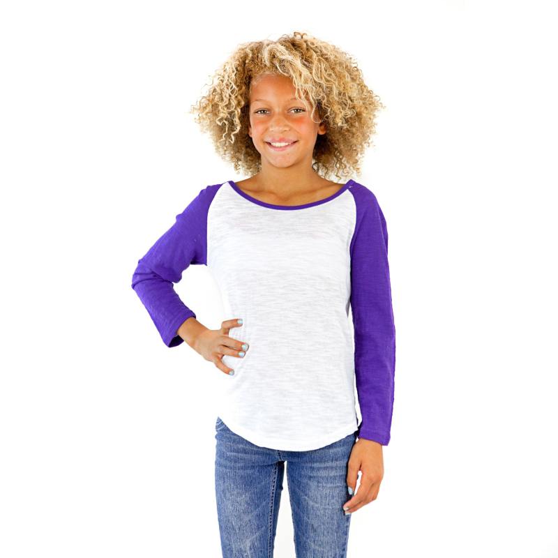 6054G GIRLS COTTON SLUB LONG SLEEVE RAGLAN