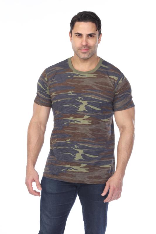 3750C Men's Camo Print Cotton Slub Crewneck Tee