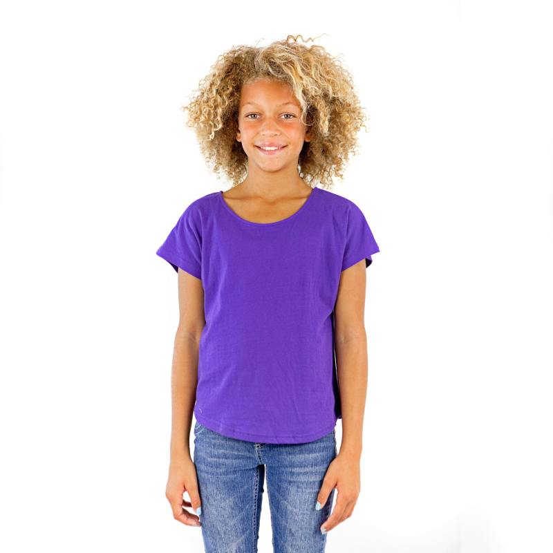 3905G Girls Short Sleeve Dolman with Curve Hem