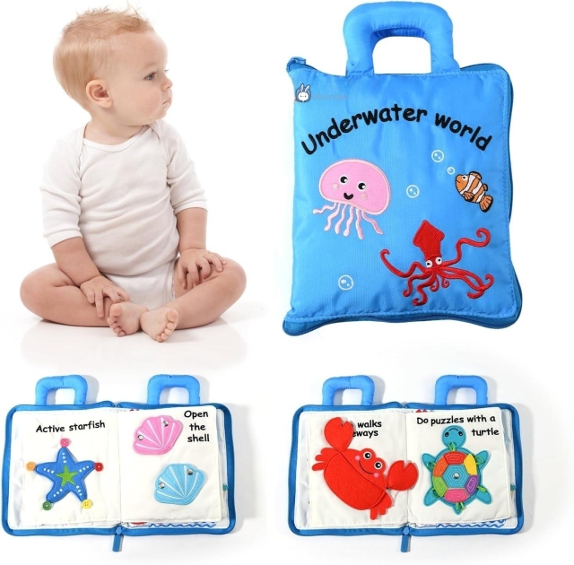 Learn the sea, cloth book, quite book, baby soft book
